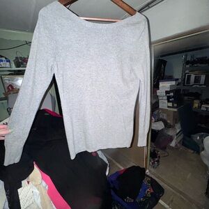 Tommy Hilfiger Light Gray Long Sleeve Boatneck Top